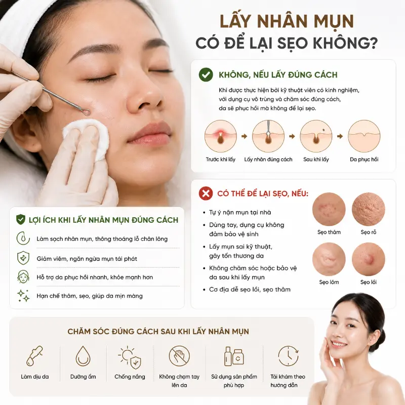 Lấy Nhân Mụn Có Để Lại Sẹo Không