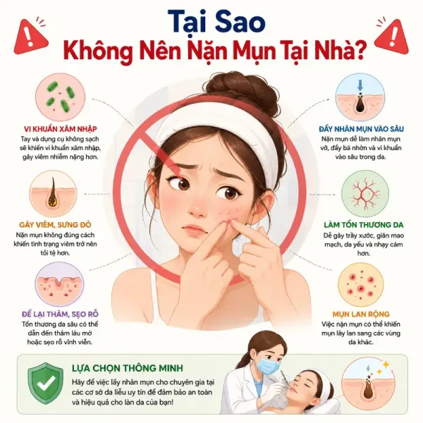 Tại Sao Không Nên Nặn Mụn Tại Nhà