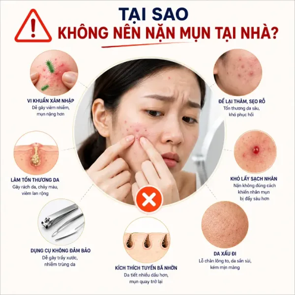 Tại Sao Không Nên Nặn Mụn Tại Nhà