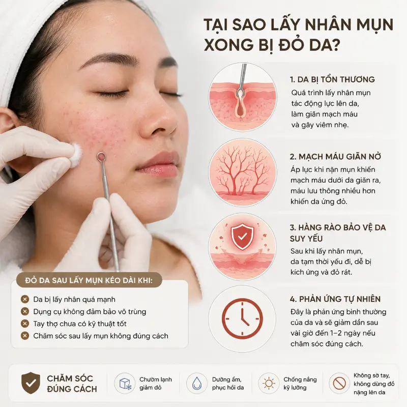 Tại Sao Lấy Nhân Mụn Xong Bị Đỏ Da